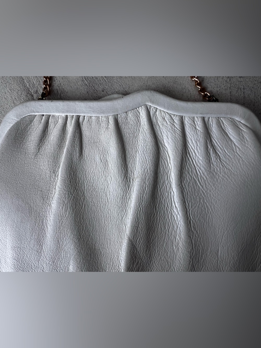 Vintage‎ Ande White Leather Chain-Strap Shoulder Bag Clutch - Picture 3 of 7